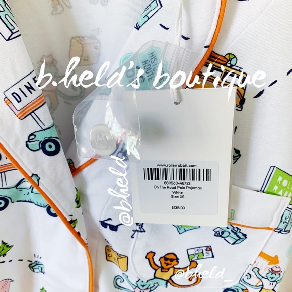 Roller Rabbit On The Road Polo Pajamas in White Size X-Small (XS) Brand New NWT - Picture 5 of 16
